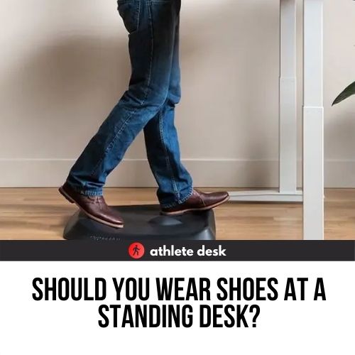 shoes at a standing desk
